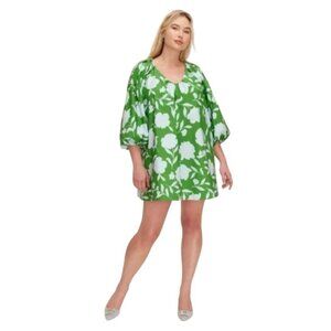 Kate Spade Target Rose Poplin Long Sleeve Mini Dress Green Blue Size Large